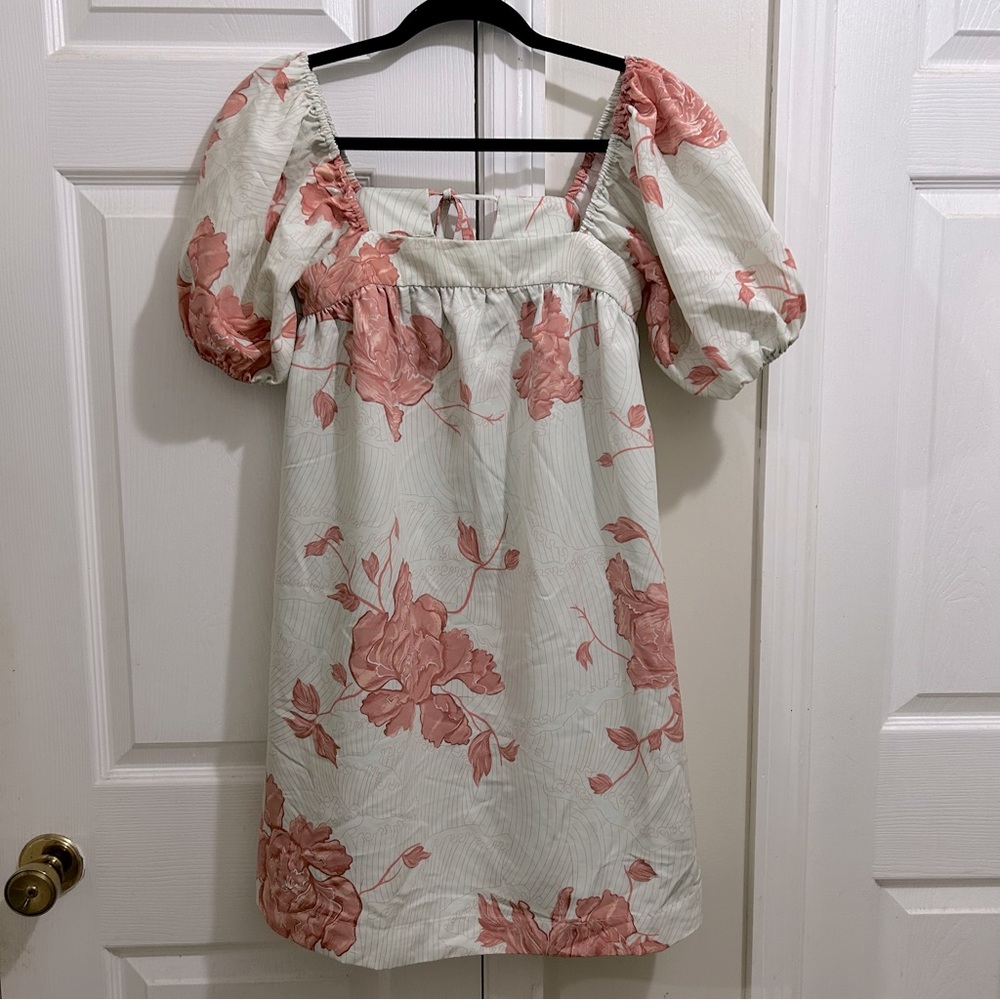 Love, Bonito Harlan Floral Puff Sleeve Dress in Mint Green and Pink Floral US 2